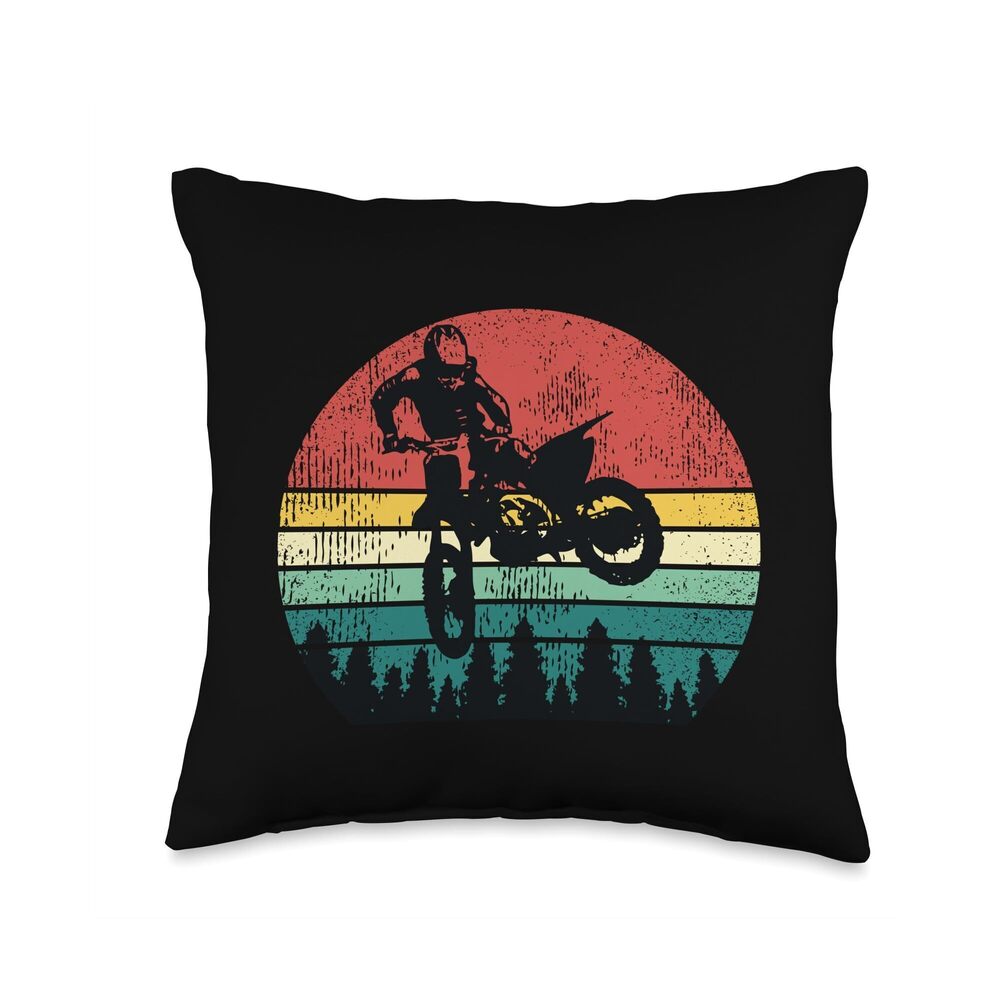 2955 Retro Dirt Bike Motocross Motorcyclist Gift Throw Pillow